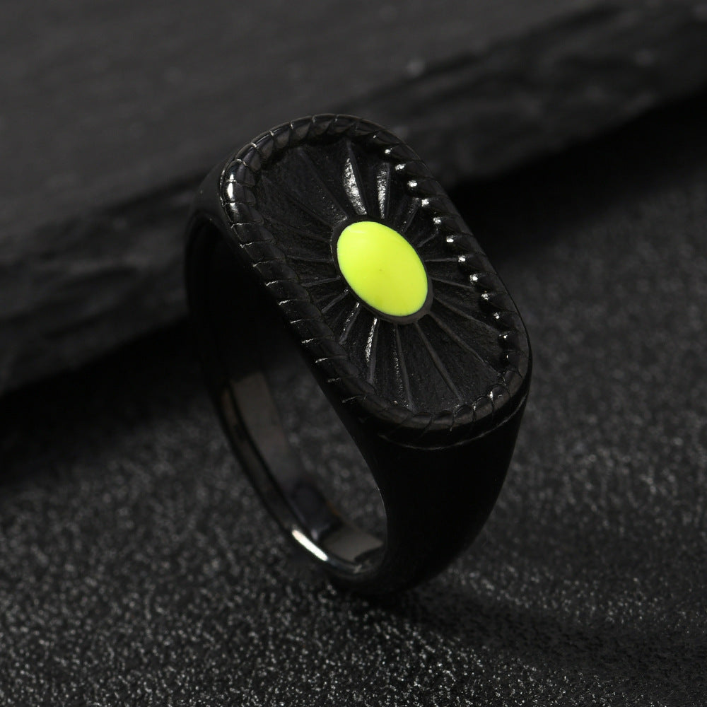 Steel Casting Fashion Palace Style Colorful Oil Rings