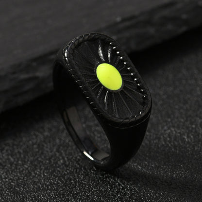 Steel Casting Fashion Palace Style Colorful Oil Rings