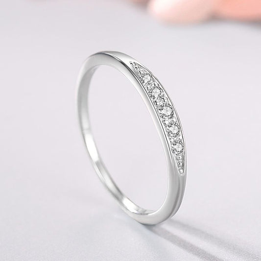 Women's Ornament Sterling Sier Simple Micro Rhinestone Rings