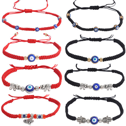 Women's Eye Palm Blue Red Rope Braid Bracelets