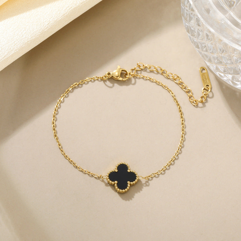 Women's Luxury Fashion Double-sided Clover Stainless Steel Bracelets