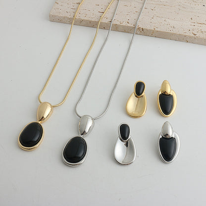 Black Onyx Female Pull Water Drop Necklaces