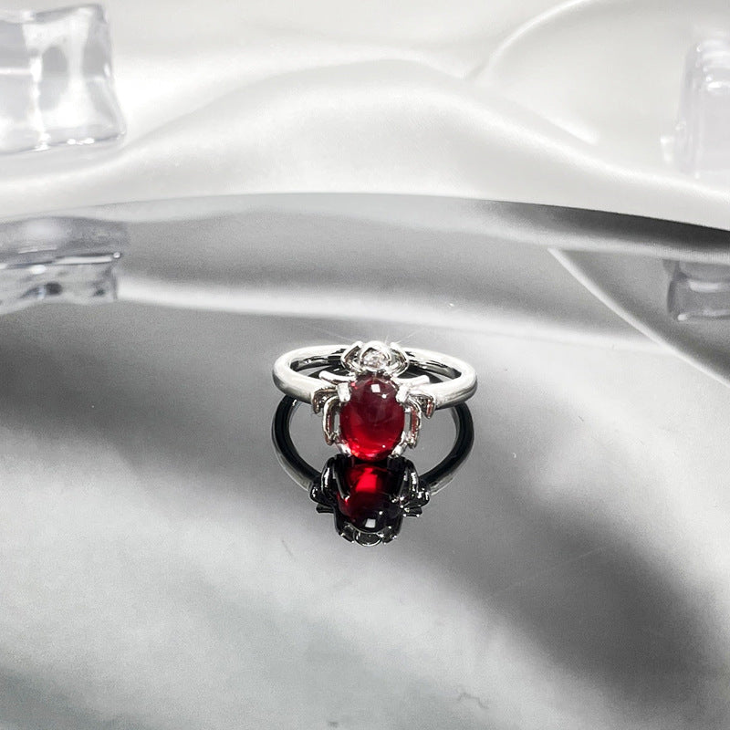 Red Gemstone Open Female Cold Exquisite Rings