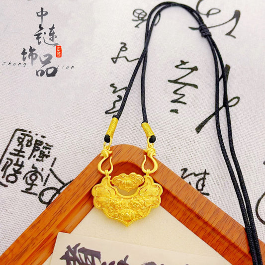 Broadcast Rotatable Alluvial Gold Pisces Koi Lock Pendants