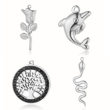 French Retro Titanium Steel Coconut Tree Pendants