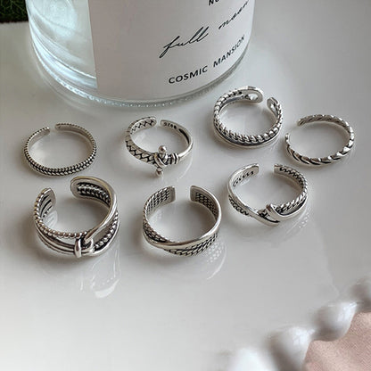 Women's Sier Thai Retro Combined Set Trendy Rings