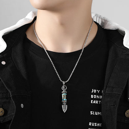 Men's Vajra Turquoise Six Words Mantra Rotatable Fashion Pendants