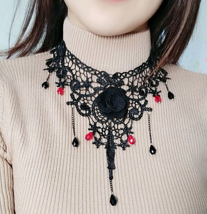 Dark Style Lolita Gothic Female Vintage Rose Necklaces