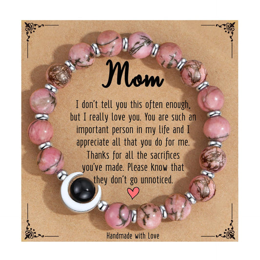 Women's Day Gift Birthday Natural Rhodochrosite Stainless Steel Bracelets