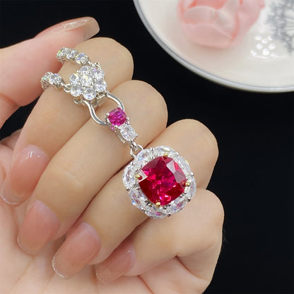 Elegant Square Bag Red Corundum Fashion Three-piece Set Simulation Pendants