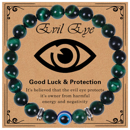 Evil Eye Natural Tigereye Devil Beaded Bracelets