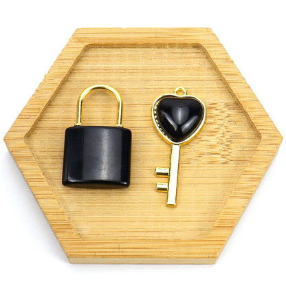Natural Stone Love Key Heart Lock Pendants