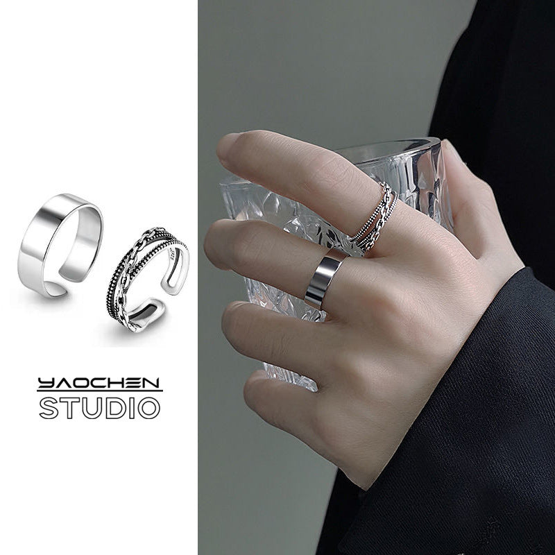 Simple Zircon Opening Adjustable Index Finger Light Rings