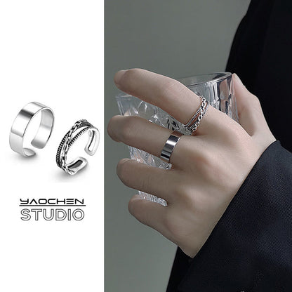 Simple Zircon Opening Adjustable Index Finger Light Rings