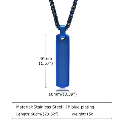 Men's Ornament Simple Stainless Steel Three-dimensional Rectangular Necklaces