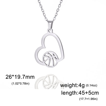 Women's & Men's Stainless Steel Gold Volleyball Love Jewelry Necklaces