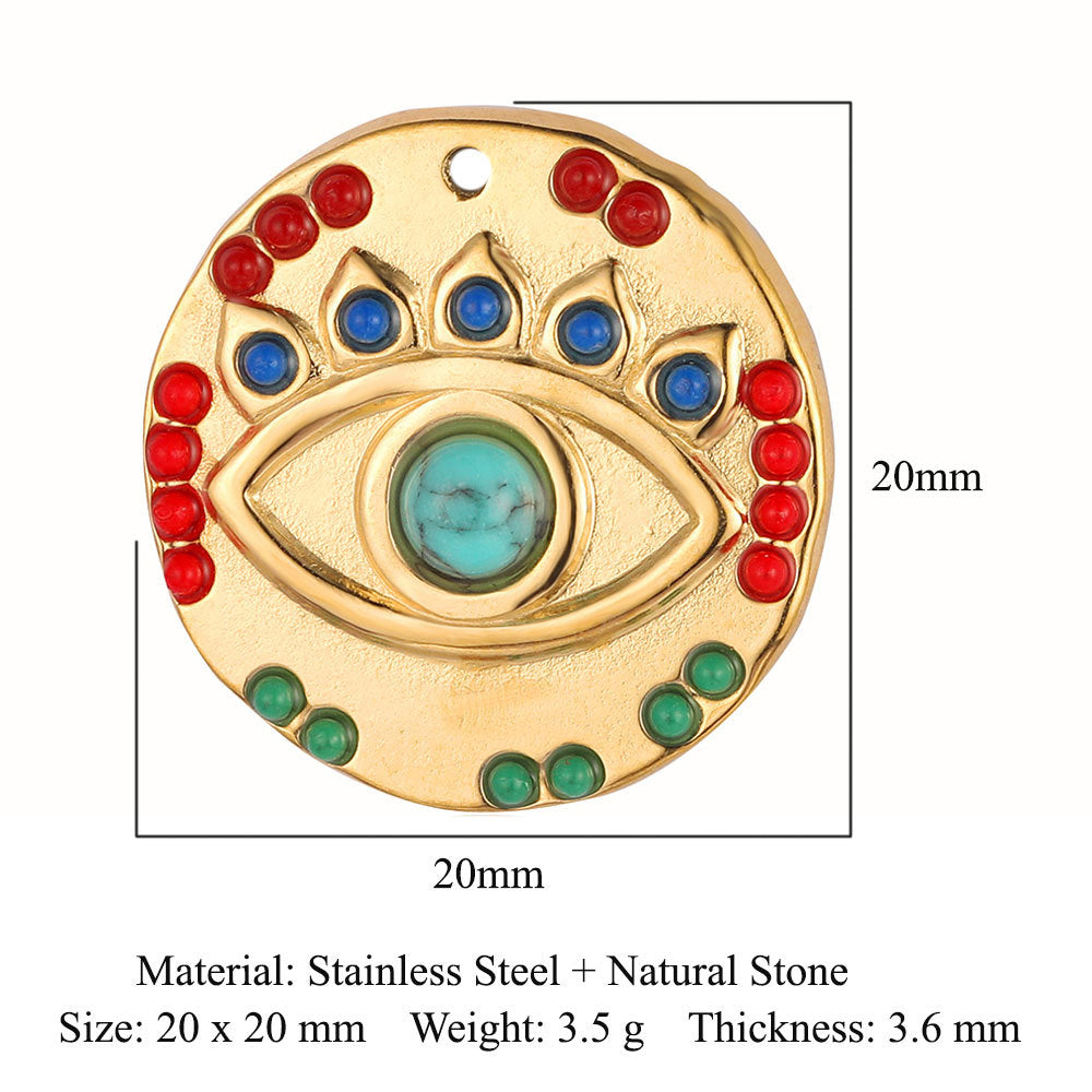 Eyes Bohemian Natural Stone Titanium Steel Pendants