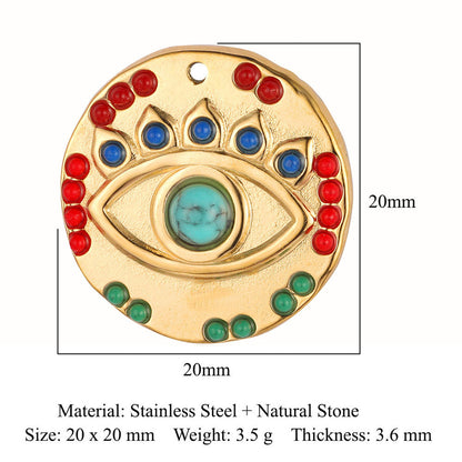 Eyes Bohemian Natural Stone Titanium Steel Pendants