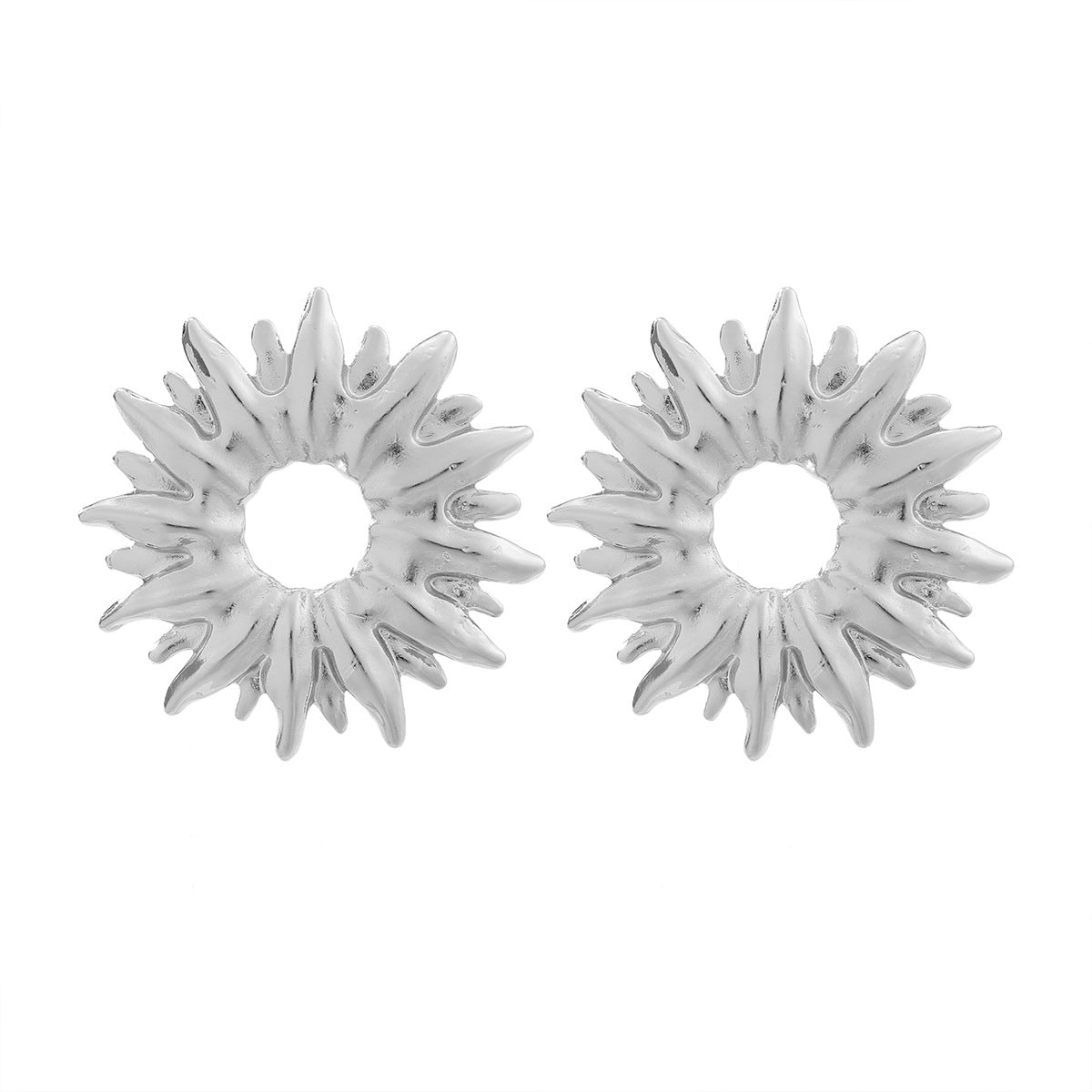 Three-dimensional Texture Sunflower Simple Elegant Polygon Earrings