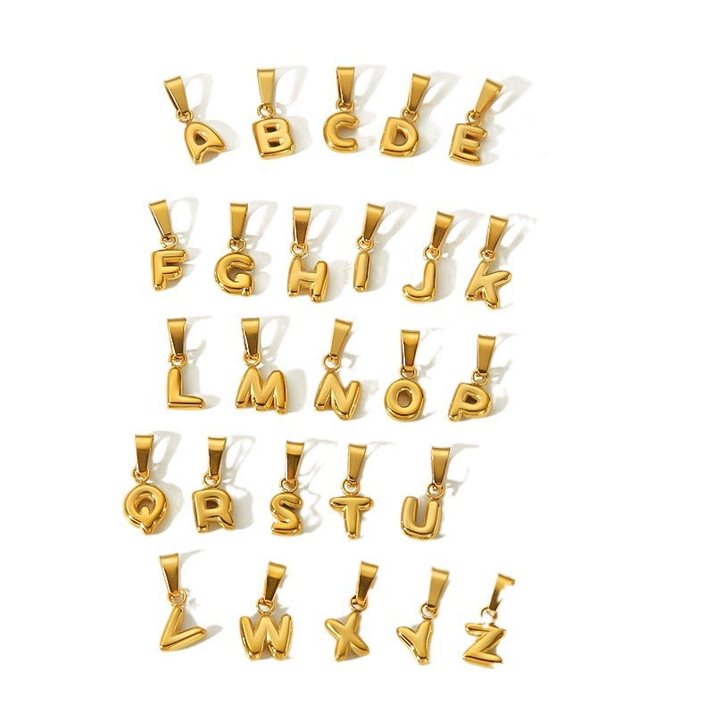 Minority Fashion Mini Bubble Letter Gold Stainless Pendants