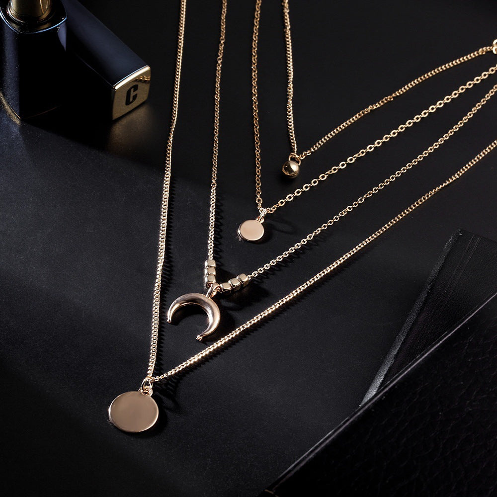 Women's Bohemian Style Moon Gold Color Sier Necklaces