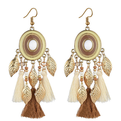 Women's Bohemian Style Long Feather Tassel Ethnic Earrings