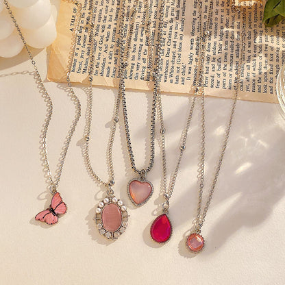 Chain Butterfly Water Drop Love Box Suit Cute Trendy Necklaces