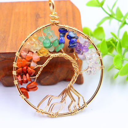 Natural Crystal Gravel Winding Colorful Tree Of Pendants