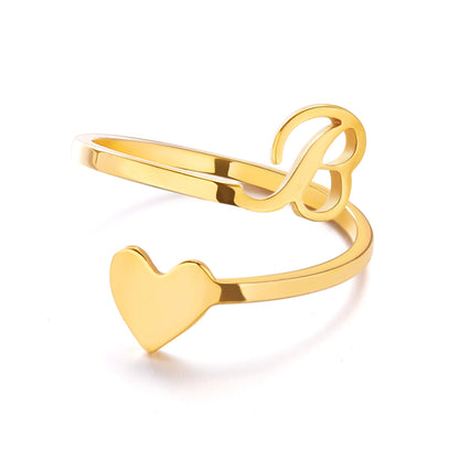 Popular Stylish Simple Letter Stainless Steel Open Three-dimensional Love Rings