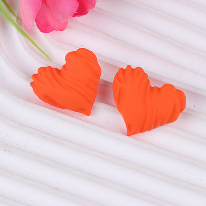 Women's Candy Color Peach Heart Acrylic Fresh Earrings