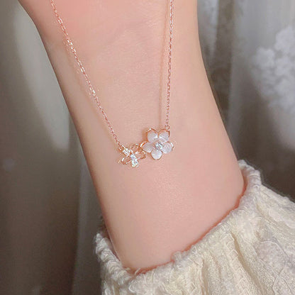 Niche Super Fairy Peach Clavicle Chain Necklaces