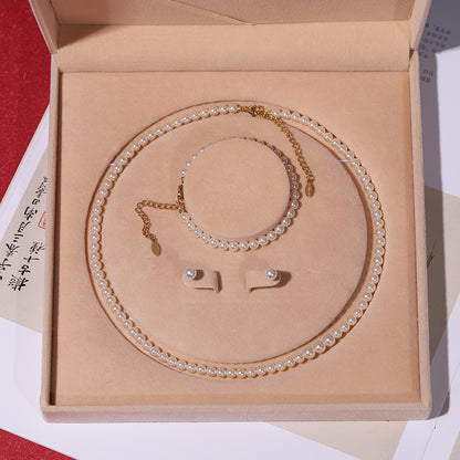Women's Pearl Three-piece Set Ornament Mother's Day Necklaces