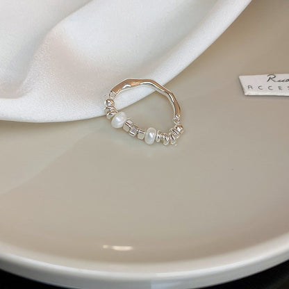 Electroplated Freshwater Pearl Zircon Stitching Butterfly Exquisite Rings