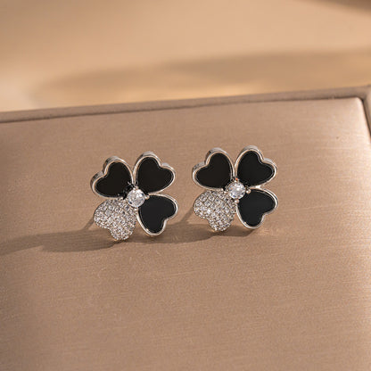 Fashionable Clover Zircon Flower Love Bear Ear Earrings