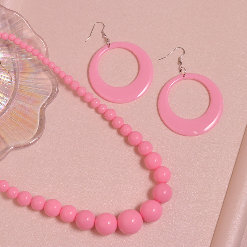 Women's Color Beads Acrylic Vintage Beaded Hollow Necklaces
