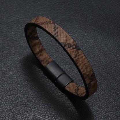 Simple Fashion Printed Striped Magnetic Buckle Bracelets