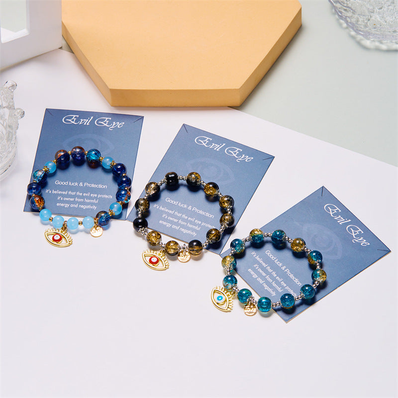 Cystal Crystal Turkish Devil's Eye Beaded Creative Hollow Bracelets