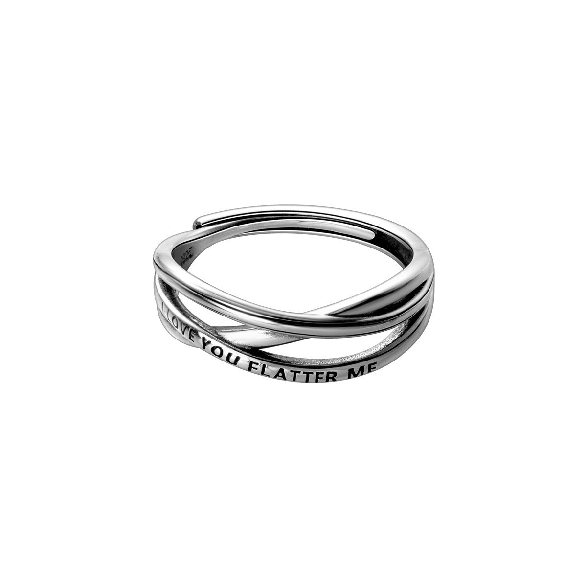 Women's & Men's Sier Simple Irregular Lines Romantic English Rings