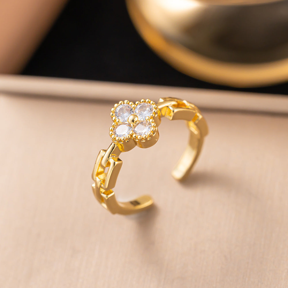 Glazed Zircon Design High Sense Opening Special Rings