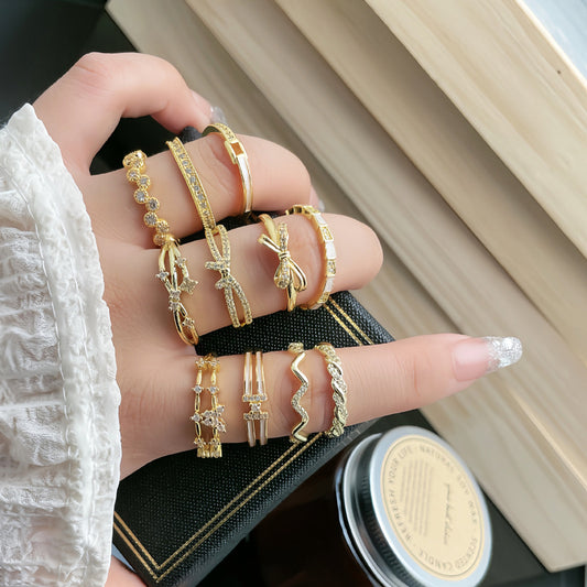 Small French Style Temperament Line Open Female Cold Sweet Rings