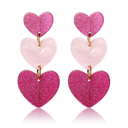 Color Matching Valentine's Day Acrylic Love Heart Earrings