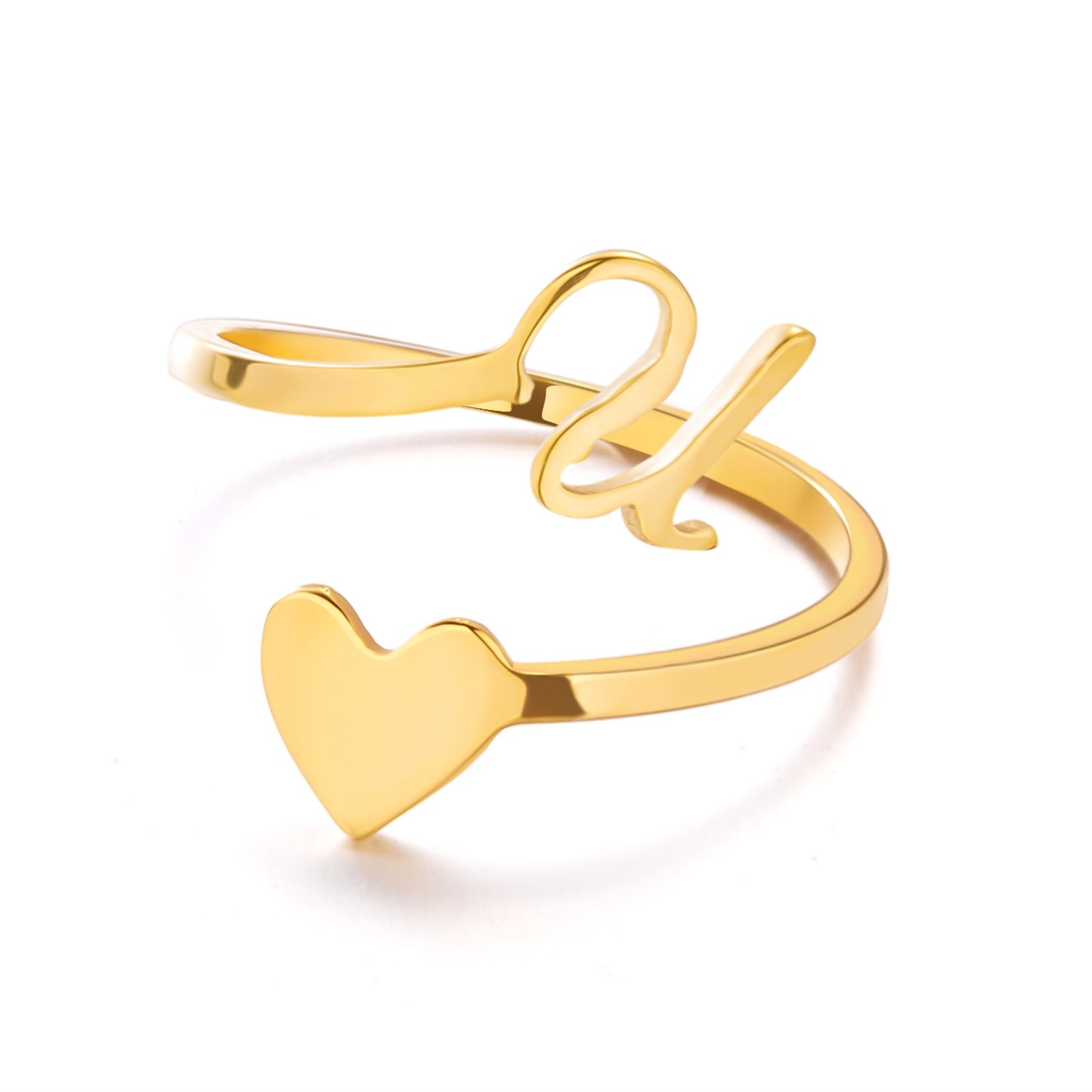 Popular Stylish Simple Letter Stainless Steel Open Three-dimensional Love Rings