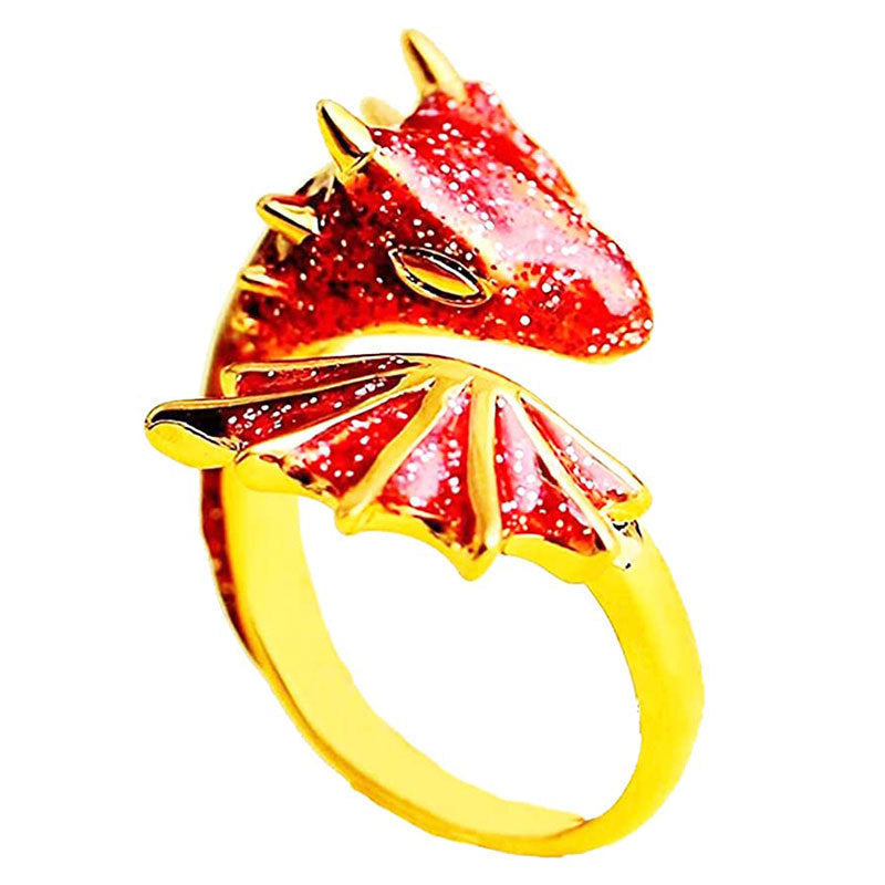 Women's & Men's Glaze Color Highlight Black Riding Dragon Rings