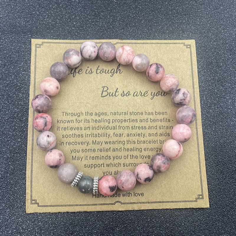 Women's & Men's Pink Zebra Beads With Card Holiday Bracelets