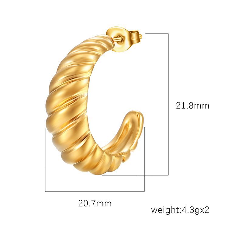 Women's Fashionable Retro Stainless Steel Croissant Simple Earrings