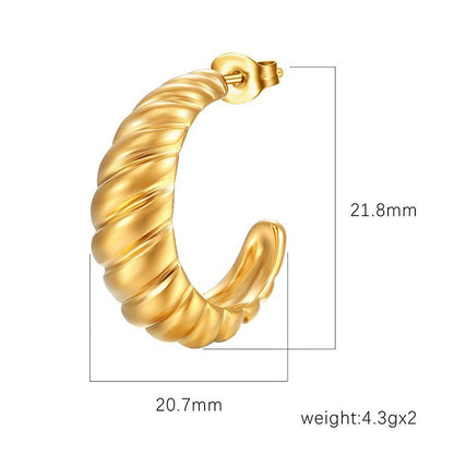 Women's Fashionable Retro Stainless Steel Croissant Simple Earrings