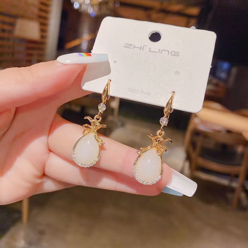 Women's Sier Needle Geometric Pearl Fashion Tassel Earrings