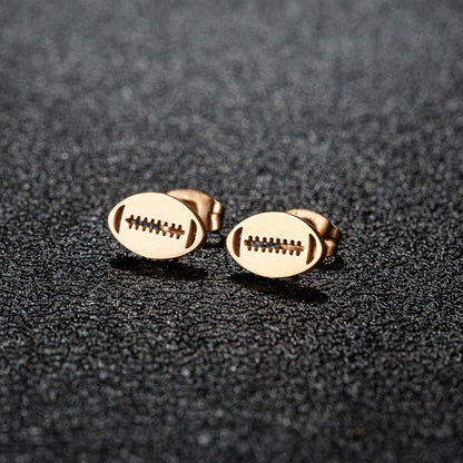 Stainless Steel Football Baseball Rugby Fashion Earrings