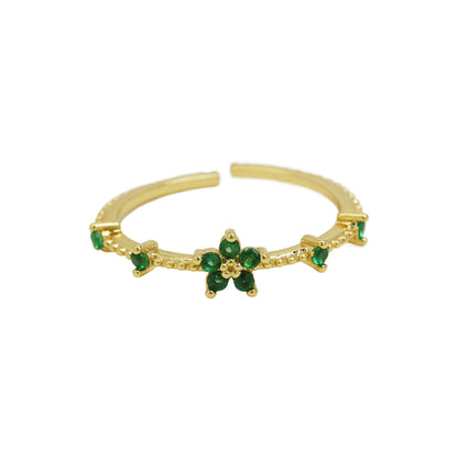 Women's Color Zirconium December Birthday Stone Little Flower Rings