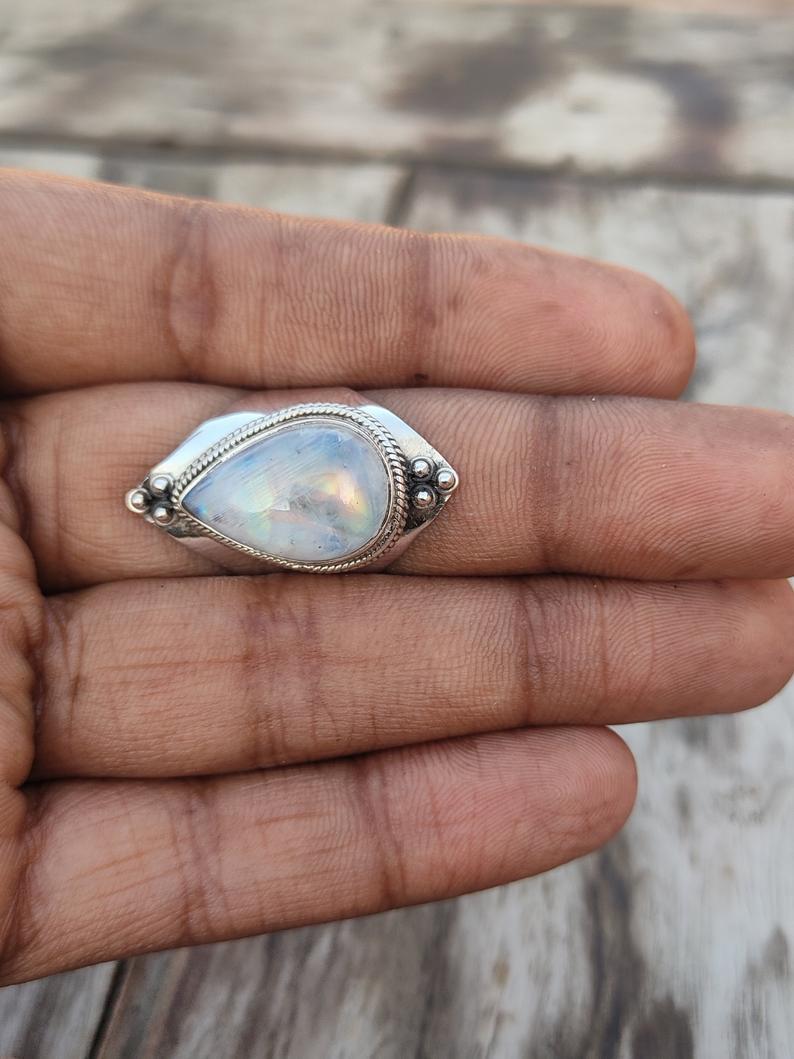 Strength Retro Moonstone Fashion Punk Style Rings